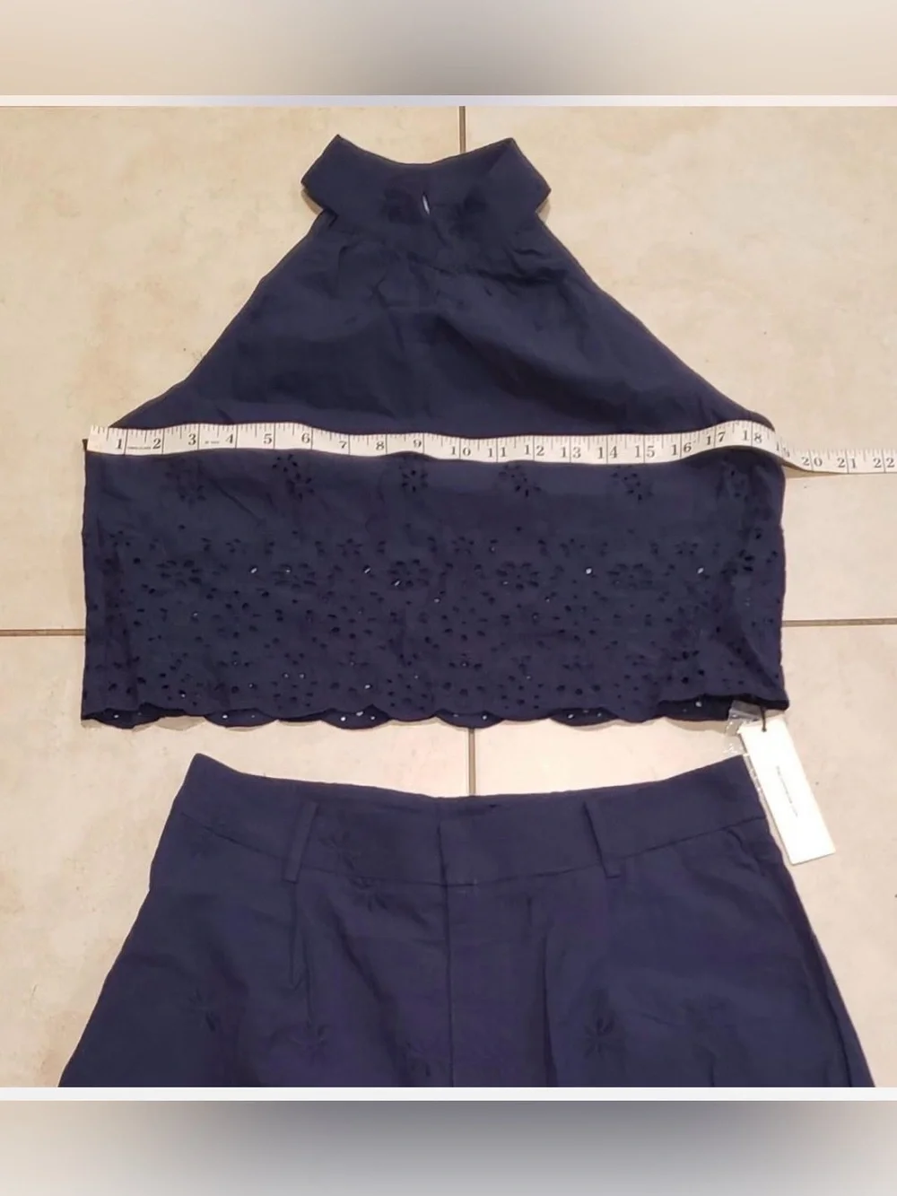 Commense Eyelet Top & Tie - Cuff pants set